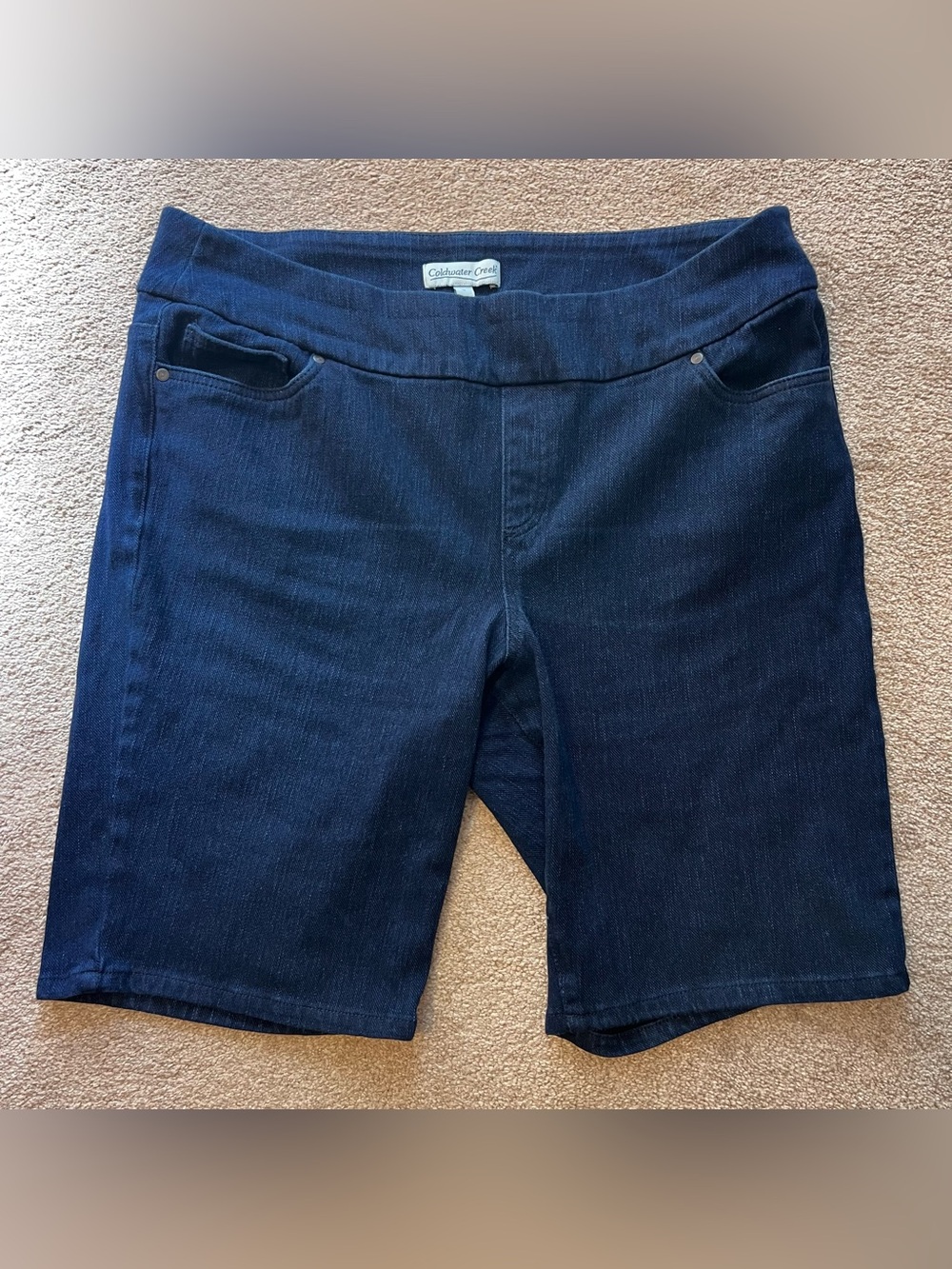 Coldwater Creek Navy Pull-On Denim Shorts